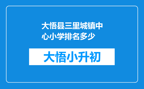 大悟县三里城镇中心小学排名多少