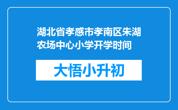 湖北省孝感市孝南区朱湖农场中心小学开学时间
