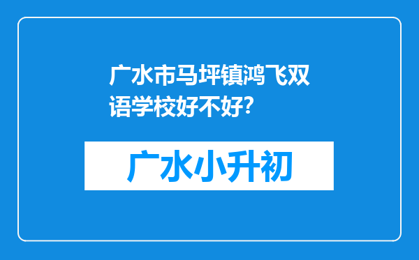 广水市马坪镇鸿飞双语学校好不好？