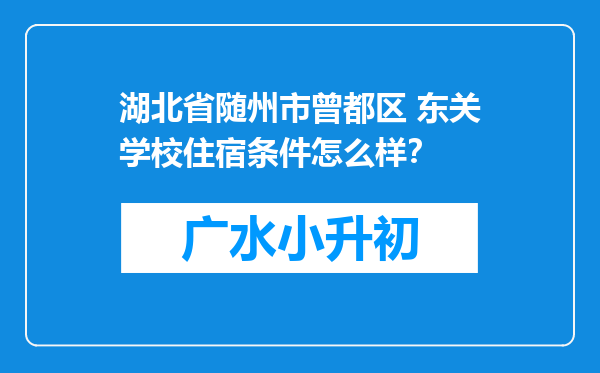 湖北省随州市曾都区 东关学校住宿条件怎么样？