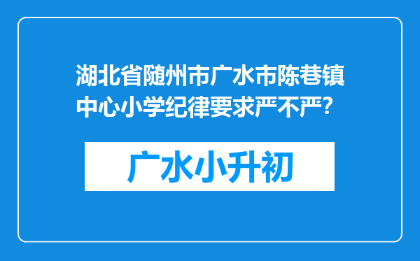 湖北省随州市广水市陈巷镇中心小学纪律要求严不严？