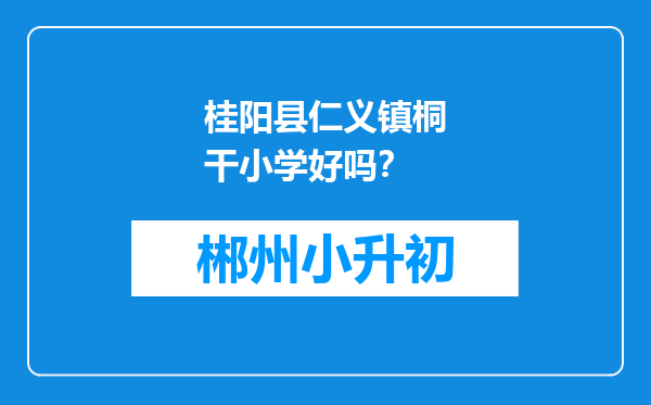 桂阳县仁义镇桐干小学好吗？