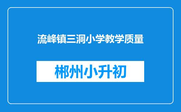 流峰镇三洞小学教学质量