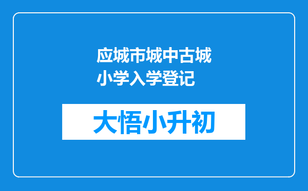 应城市城中古城小学入学登记