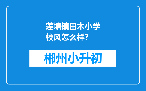 莲塘镇田木小学校风怎么样？