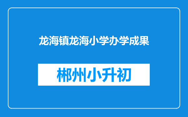 龙海镇龙海小学办学成果