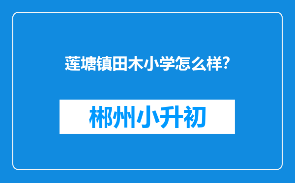 莲塘镇田木小学怎么样？