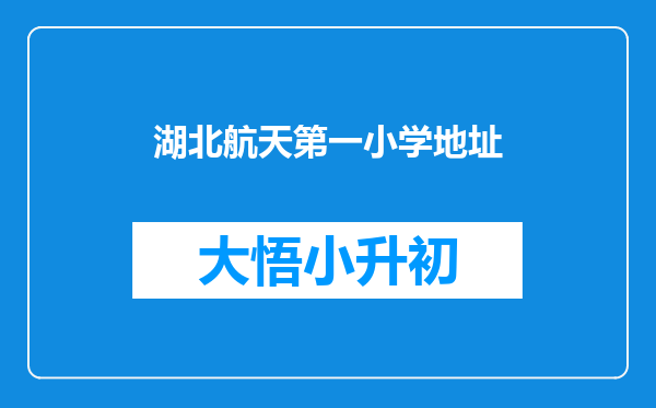 湖北航天第一小学地址