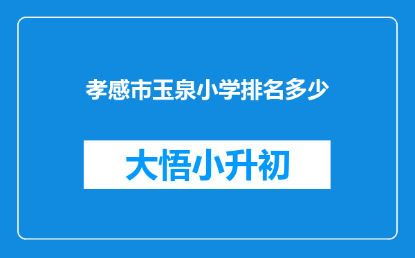 孝感市玉泉小学排名多少