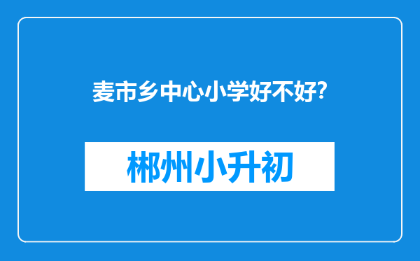 麦市乡中心小学好不好？