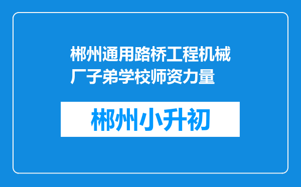 郴州通用路桥工程机械厂子弟学校师资力量