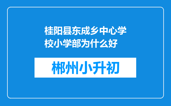 桂阳县东成乡中心学校小学部为什么好