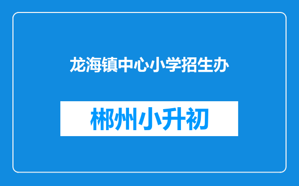 龙海镇中心小学招生办