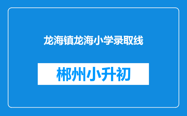 龙海镇龙海小学录取线