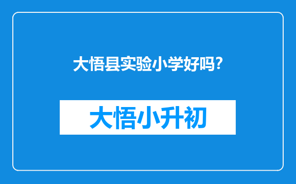 大悟县实验小学好吗？