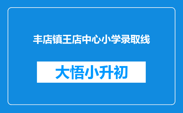 丰店镇王店中心小学录取线