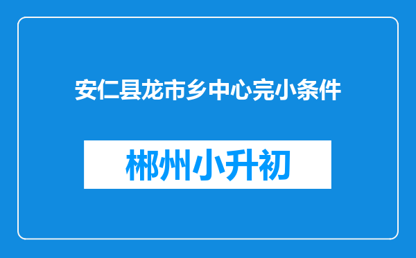 安仁县龙市乡中心完小条件