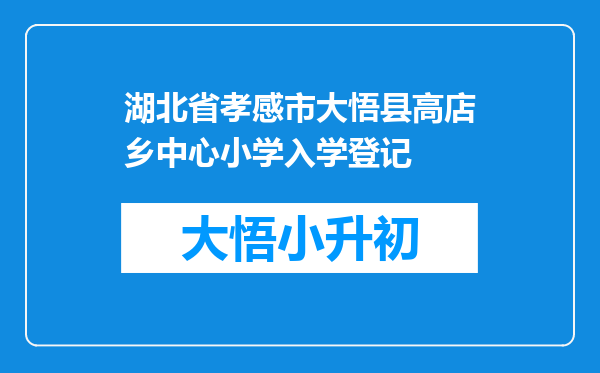 湖北省孝感市大悟县高店乡中心小学入学登记