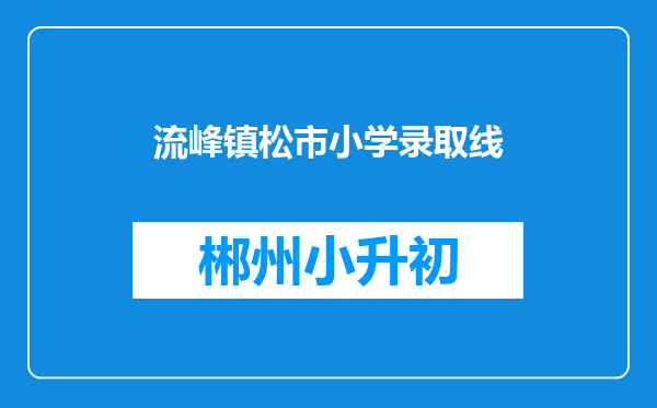 流峰镇松市小学录取线
