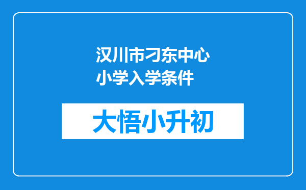 汉川市刁东中心小学入学条件