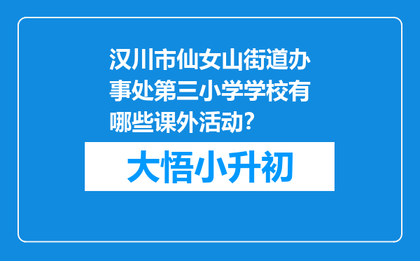 汉川市仙女山街道办事处第三小学学校有哪些课外活动？