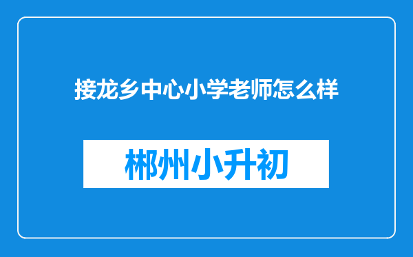 接龙乡中心小学老师怎么样