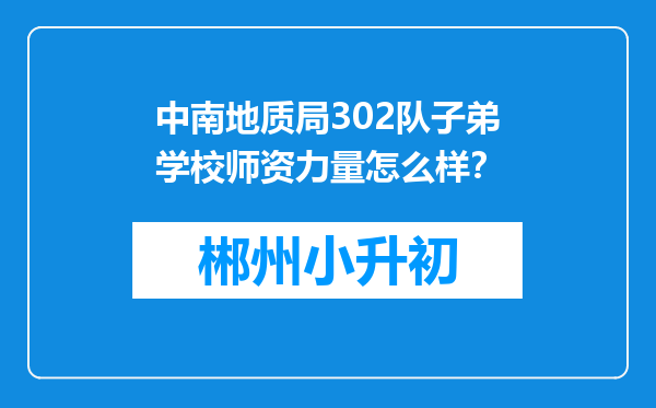 中南地质局302队子弟学校师资力量怎么样？