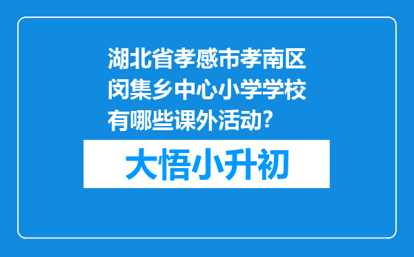 湖北省孝感市孝南区闵集乡中心小学学校有哪些课外活动？