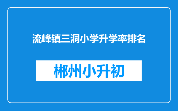 流峰镇三洞小学升学率排名