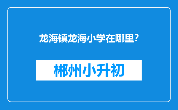 龙海镇龙海小学在哪里？