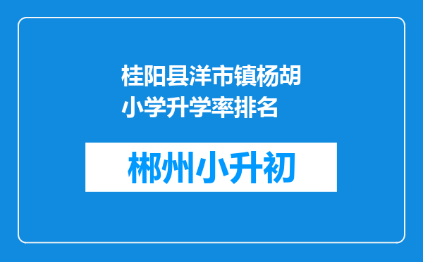 桂阳县洋市镇杨胡小学升学率排名