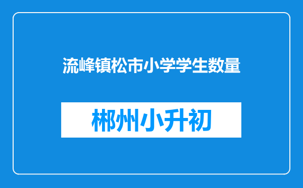 流峰镇松市小学学生数量