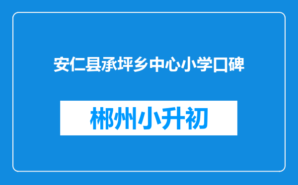 安仁县承坪乡中心小学口碑
