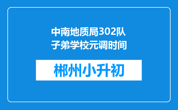 中南地质局302队子弟学校元调时间