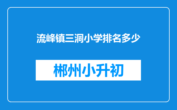 流峰镇三洞小学排名多少