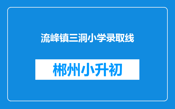 流峰镇三洞小学录取线