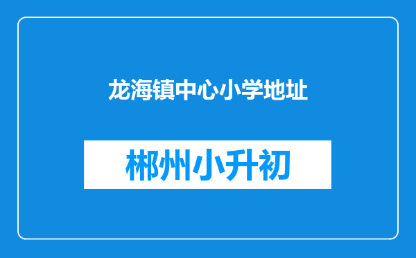 龙海镇中心小学地址