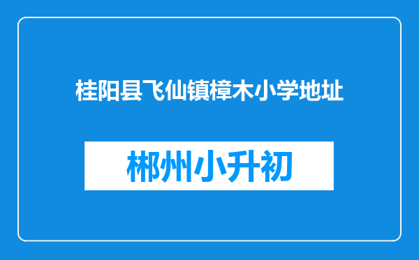 桂阳县飞仙镇樟木小学地址
