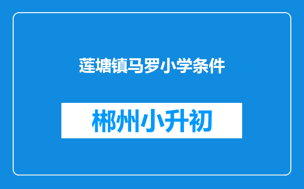 莲塘镇马罗小学条件