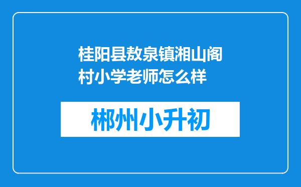 桂阳县敖泉镇湘山阁村小学老师怎么样