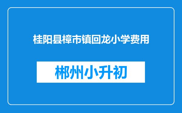 桂阳县樟市镇回龙小学费用