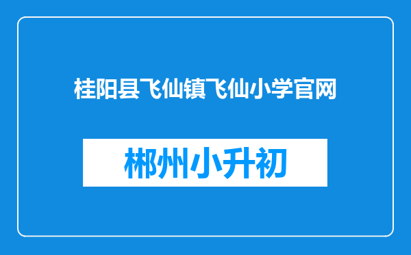 桂阳县飞仙镇飞仙小学官网
