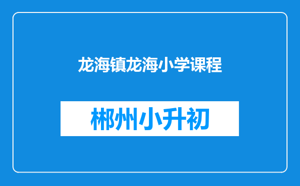 龙海镇龙海小学课程