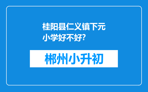 桂阳县仁义镇下元小学好不好？