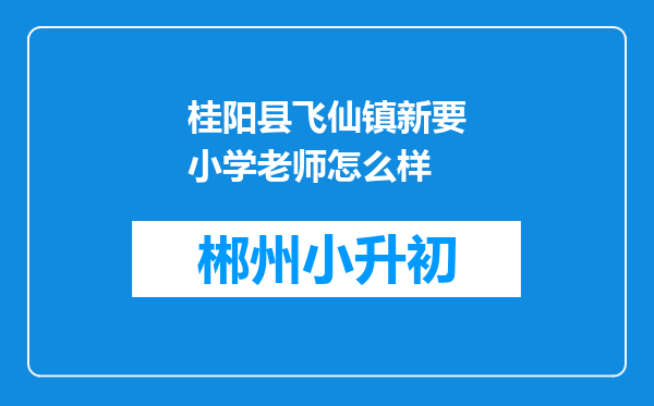 桂阳县飞仙镇新要小学老师怎么样