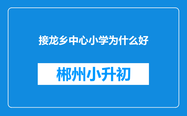 接龙乡中心小学为什么好