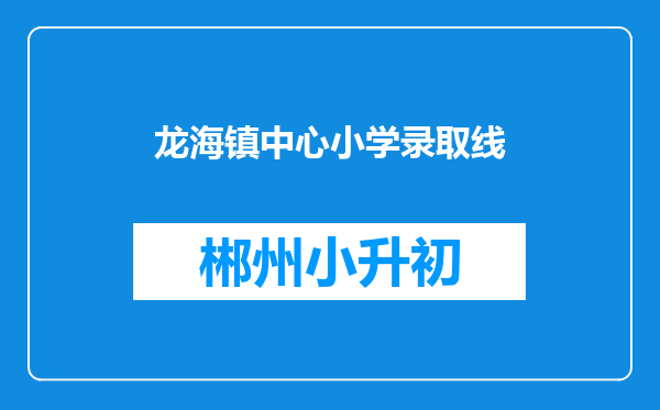 龙海镇中心小学录取线