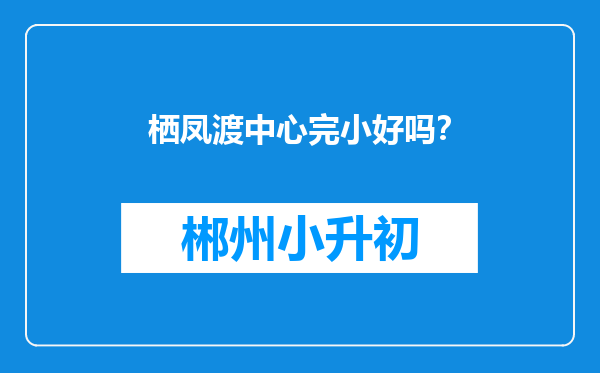 栖凤渡中心完小好吗？