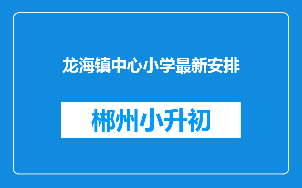 龙海镇中心小学最新安排