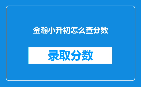 金瀚小升初怎么查分数